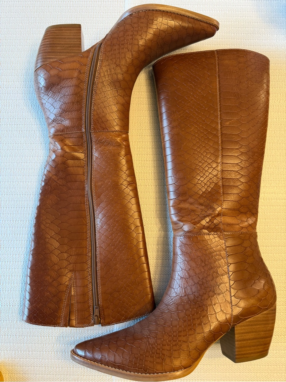 Matisse Bruna Women's Tall Brown Croc-Embossed Leather Boots - Picture 4 of 5